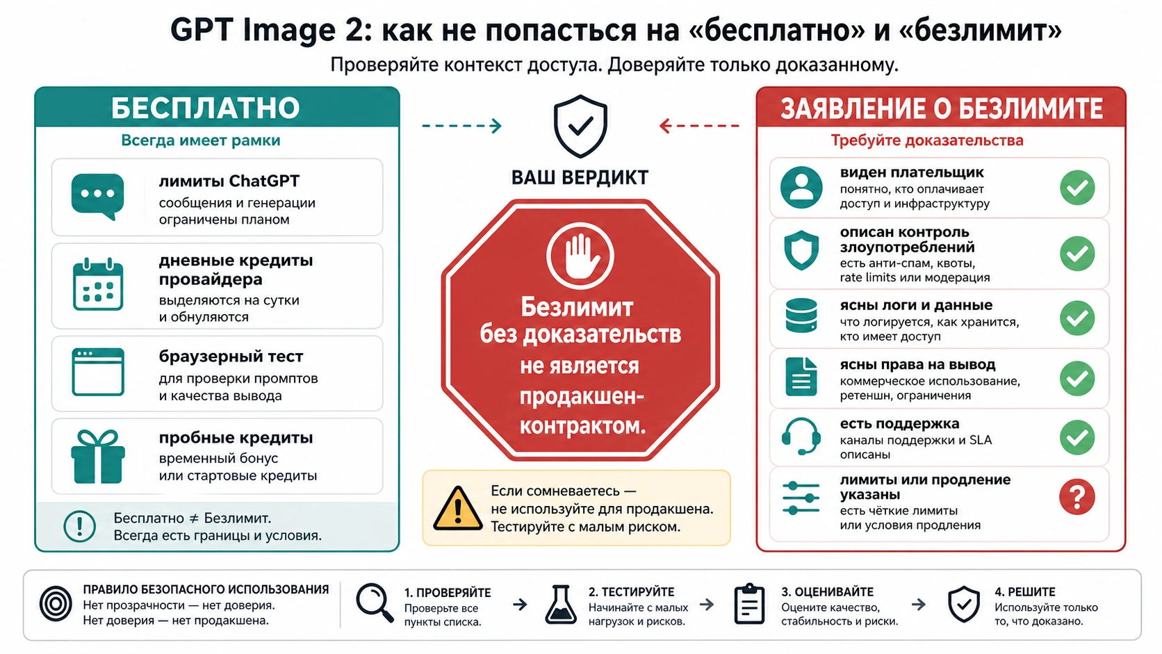 Правило остановки для обещаний бесплатного безлимита GPT Image 2