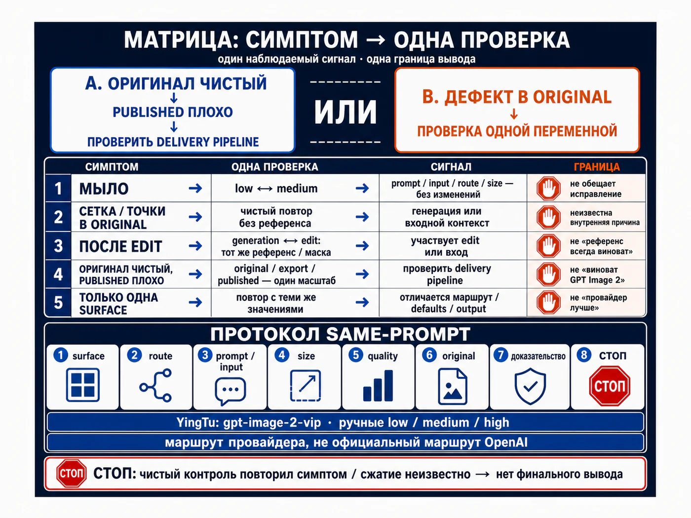 Матрица проверки шума, плитки, мыла и деградации после редактирования в GPT Image 2