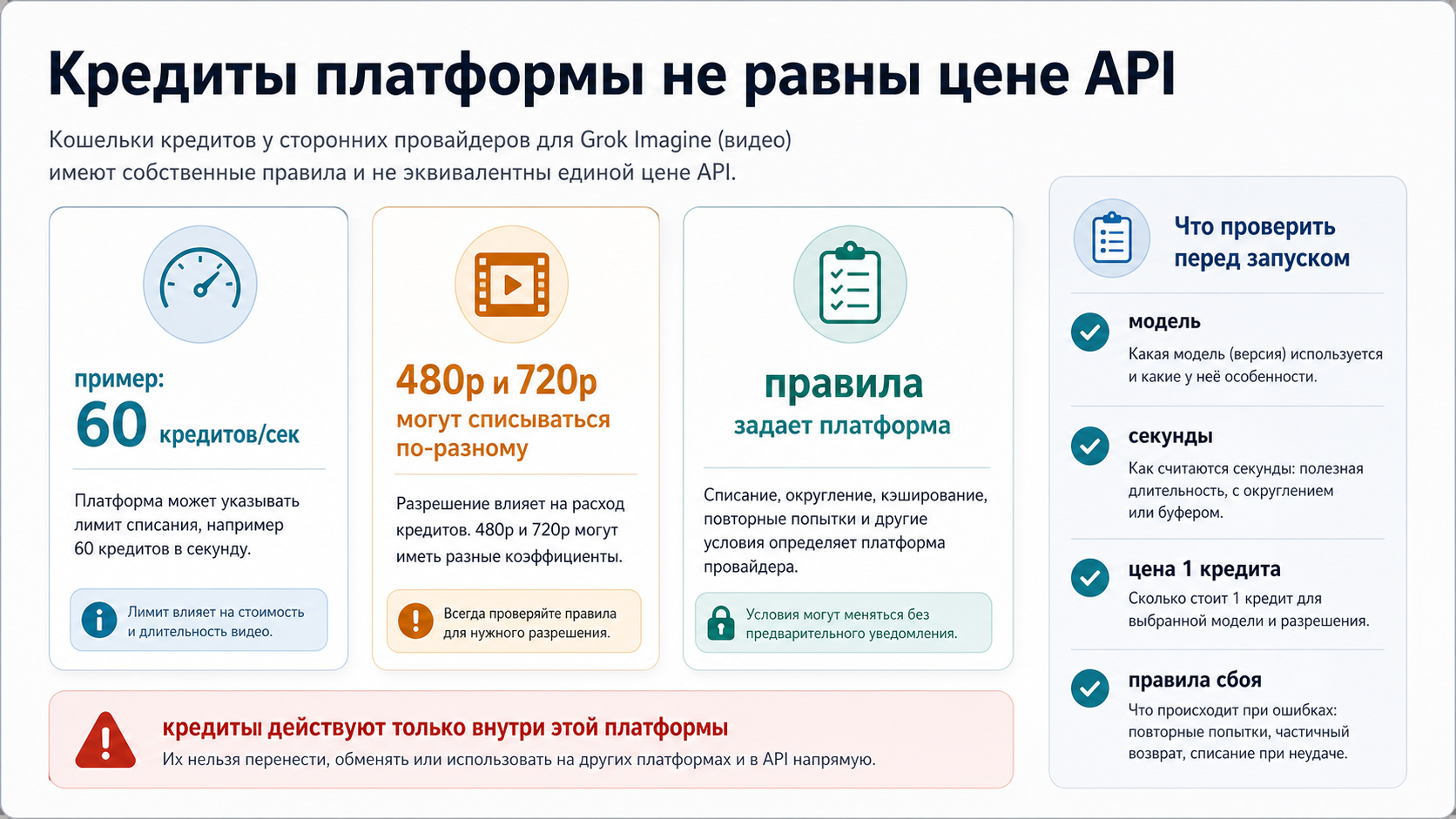 Сравнение кошельков провайдеров: кредиты Grok Imagine Video действуют только внутри платформы