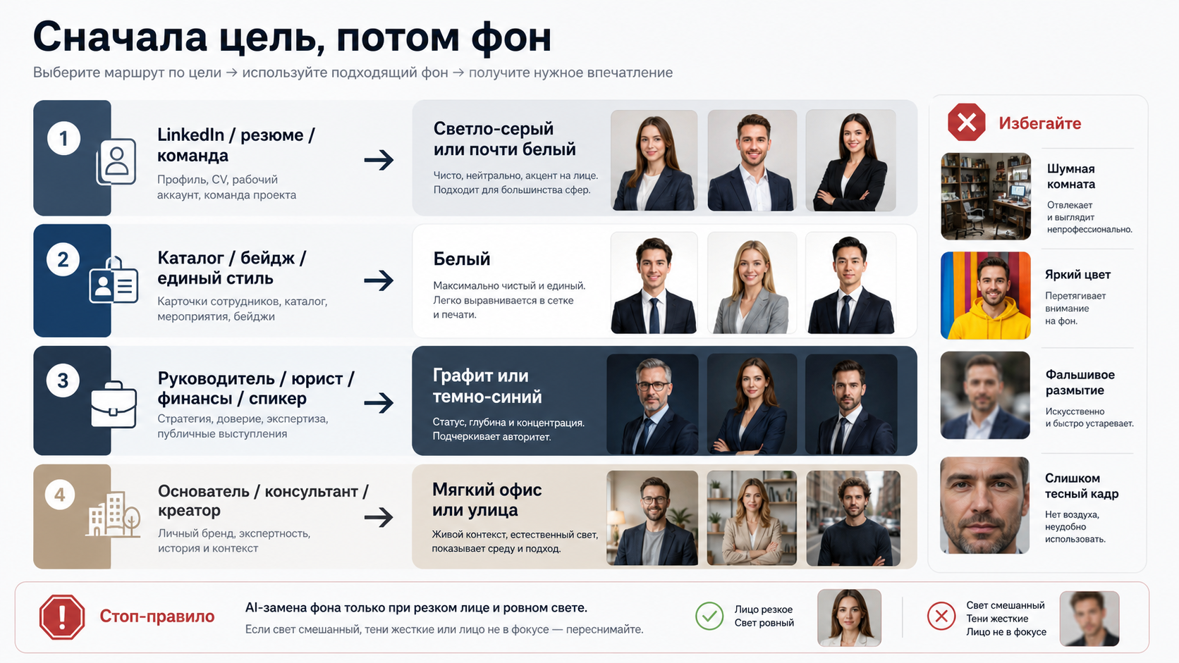 Карта выбора фона для LinkedIn, резюме, каталога, формального профиля и личного бренда