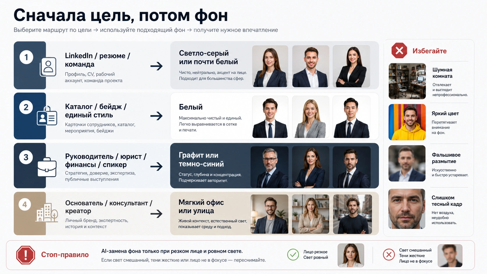 Карта выбора фона для LinkedIn, резюме, каталога, формального профиля и личного бренда