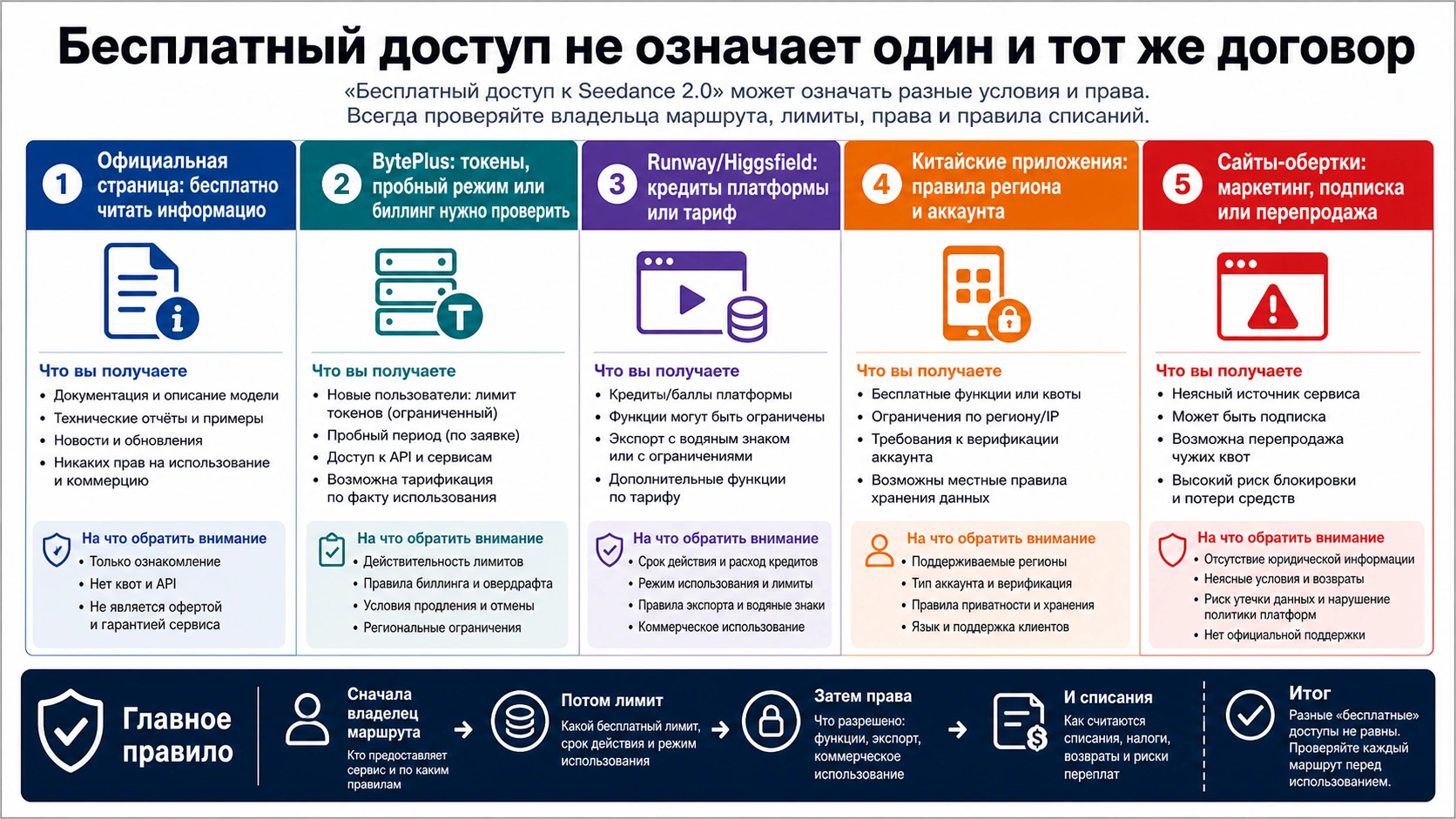 Матрица бесплатного доступа Seedance 2.0: официальная информация, BytePlus, кредиты платформ, китайские приложения и сайты-обертки.