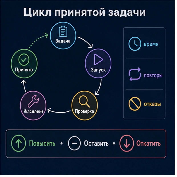 Цикл от задачи до проверки, исправления и принятия