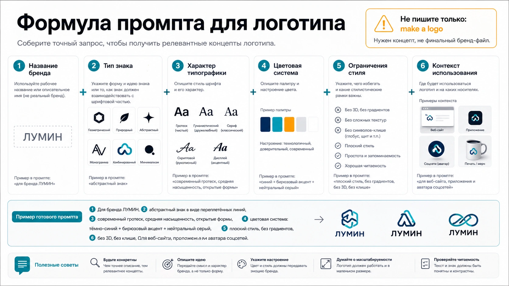 Формула промпта для концептов логотипа в Nano Banana и Gemini