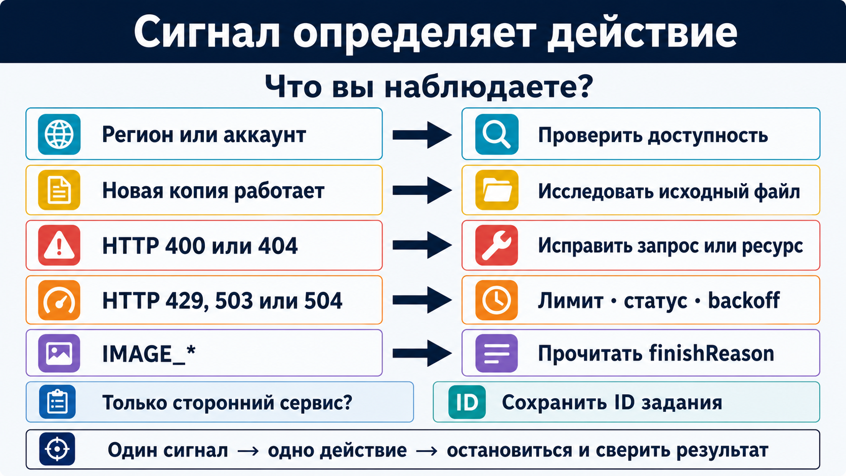Схема выбора следующего шага по точному сигналу ошибки Nano Banana