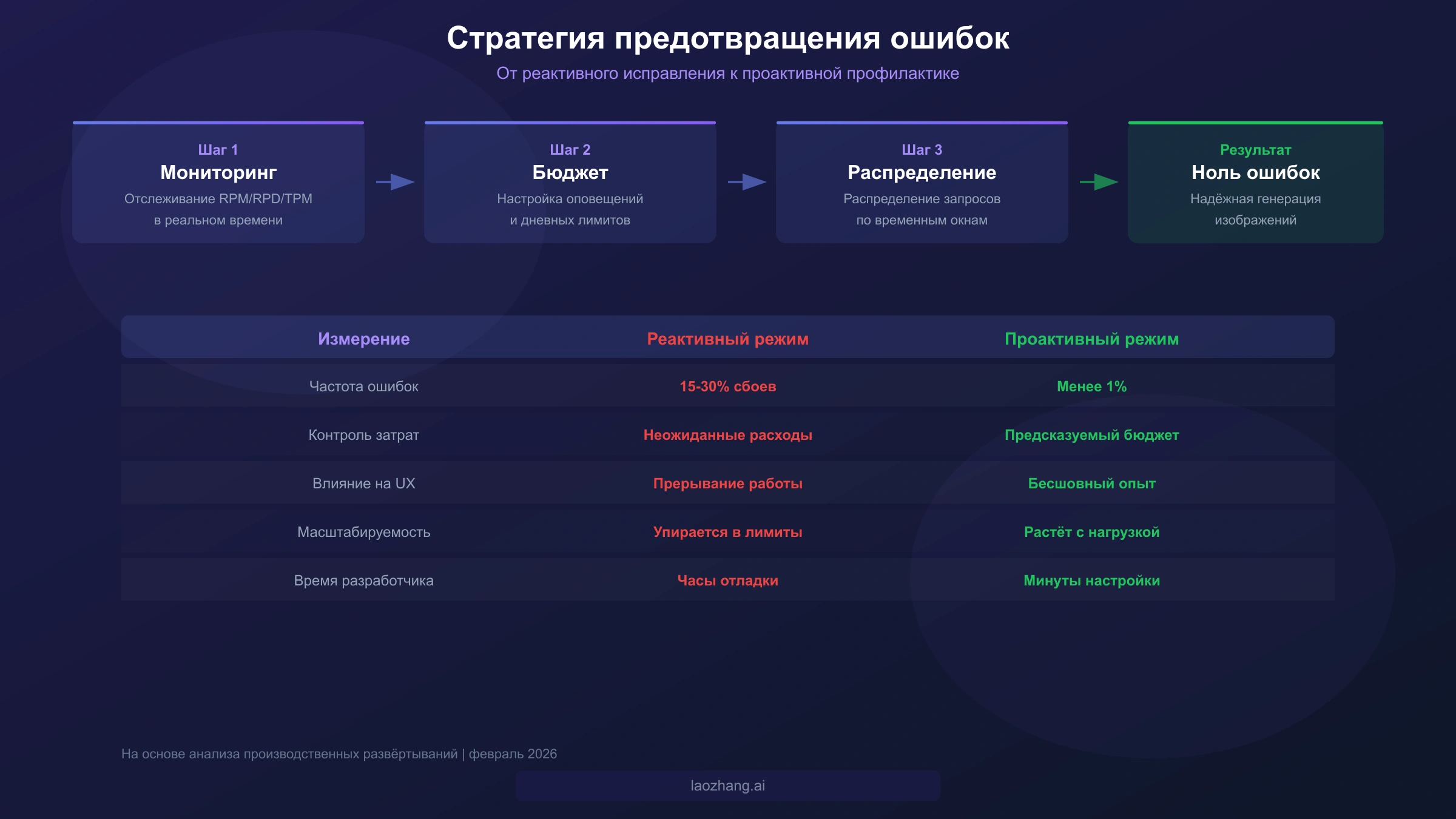 Блок-схема стратегии предотвращения ошибок, сравнивающая реактивный и проактивный подходы