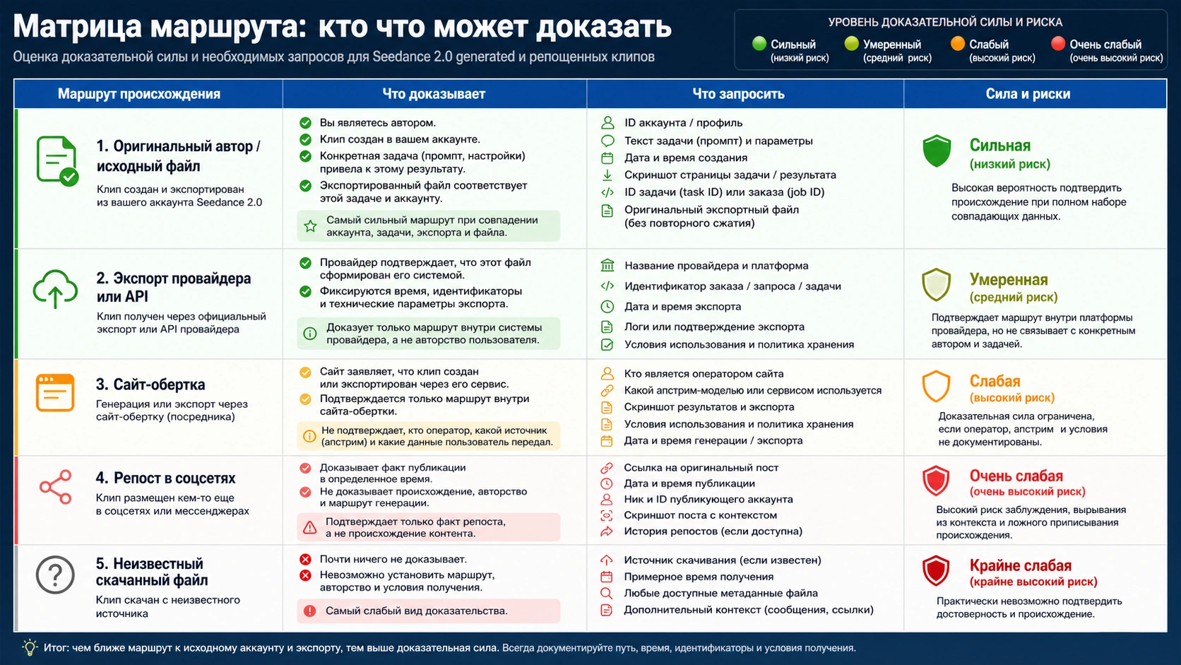 Матрица маршрута источника для видео Seedance 2.0