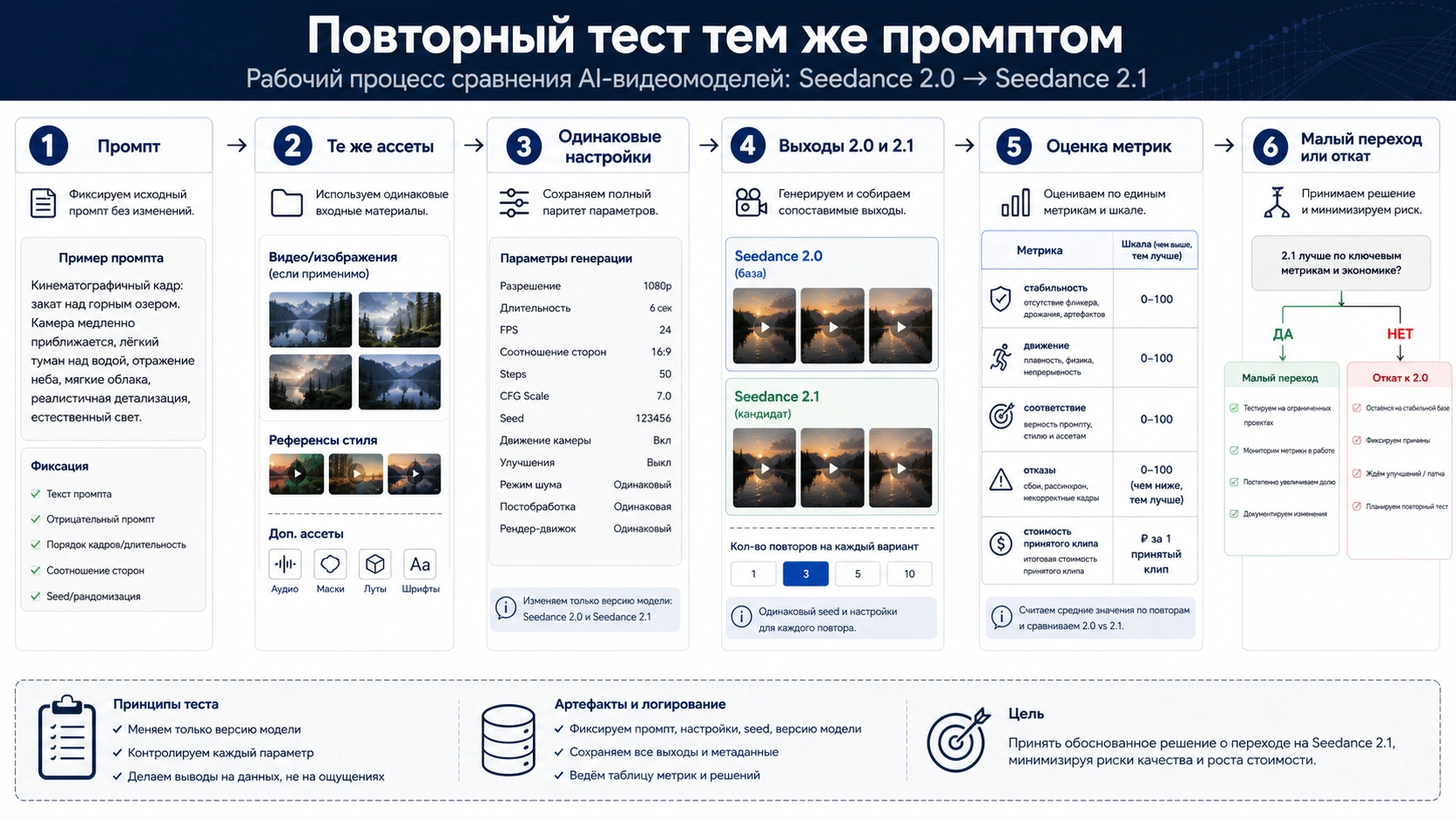 Повторный тест тем же промптом для сравнения Seedance 2.0 и подтвержденного маршрута Seedance 2.1