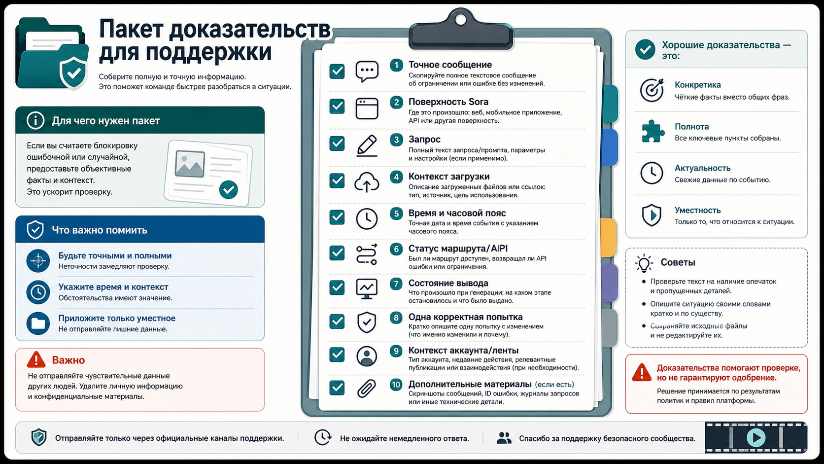 Sora support evidence packet for possible content violation false positives