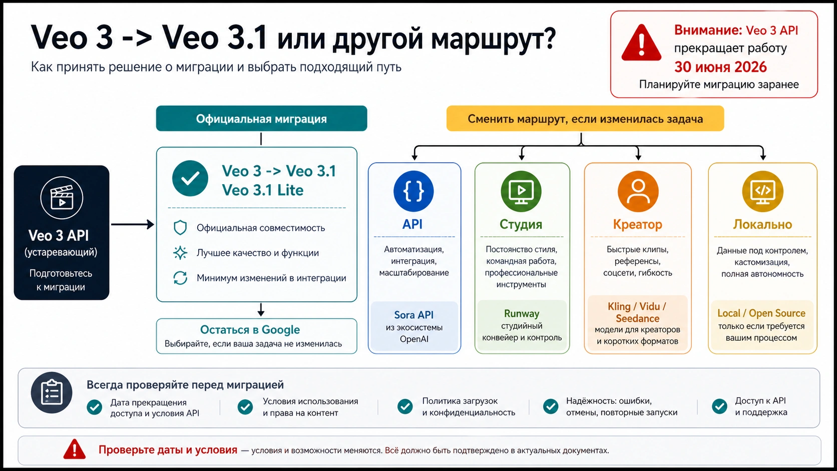 Дерево миграции от Veo 3 к Veo 3.1