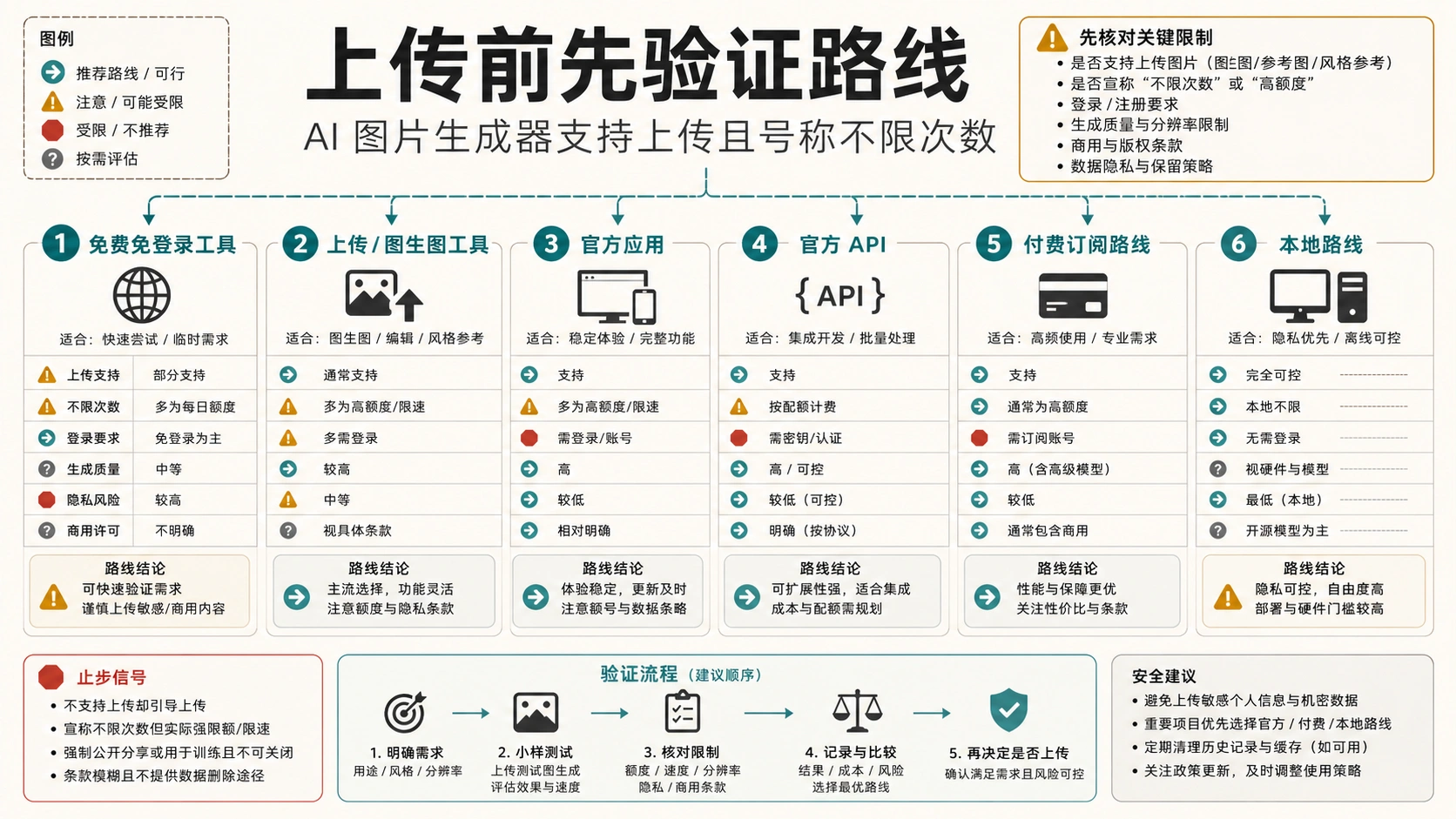 AI 图片生成器能上传还不限次数?先判断路线,再上传真图