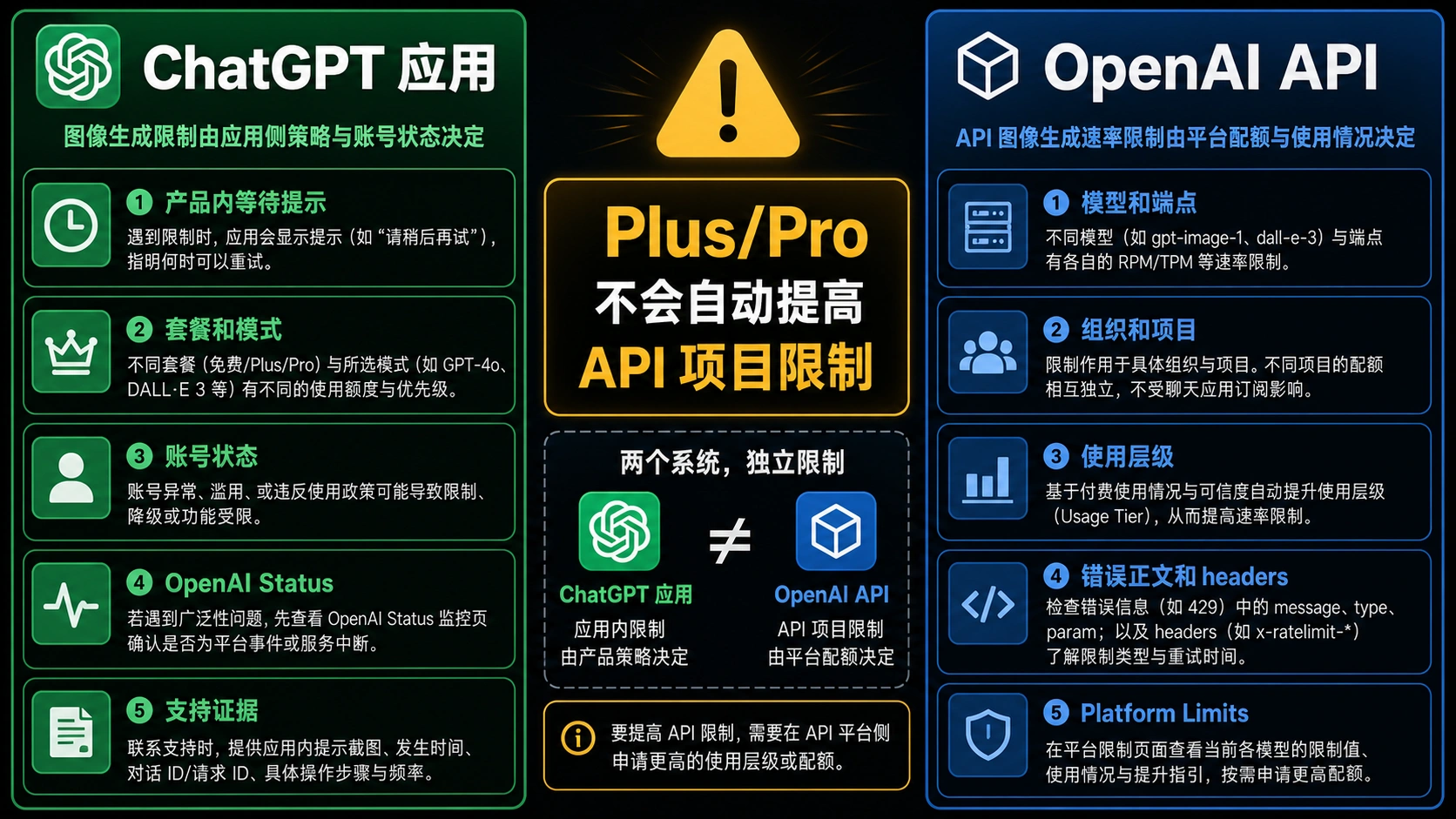区分 ChatGPT 应用图片限制和 OpenAI API 图片限速的说明图