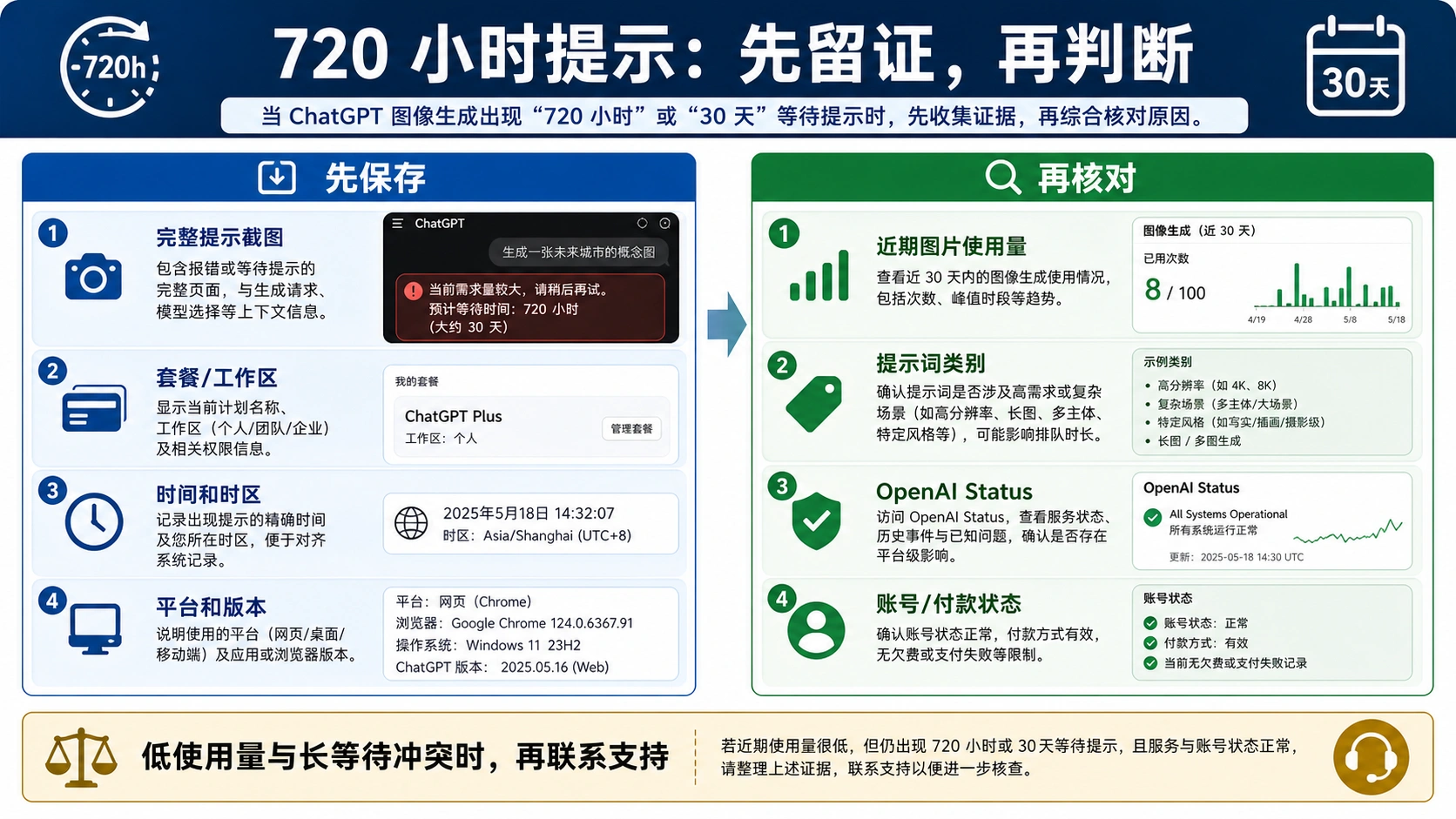 ChatGPT 图片 720 小时等待提示的证据清单图