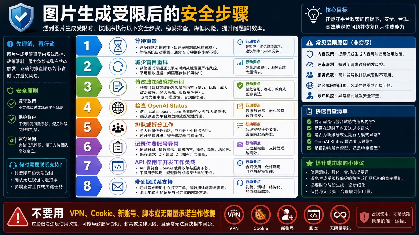 ChatGPT 图片生成受限后的安全处理步骤图