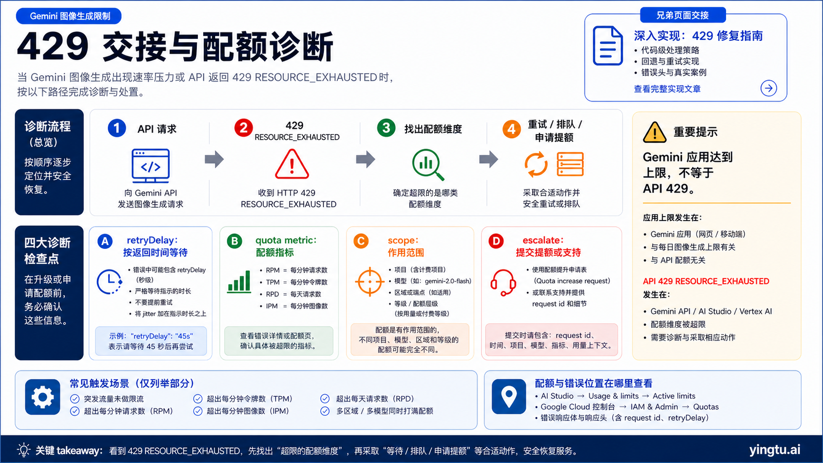 Gemini 图像生成 429 配额诊断交接图