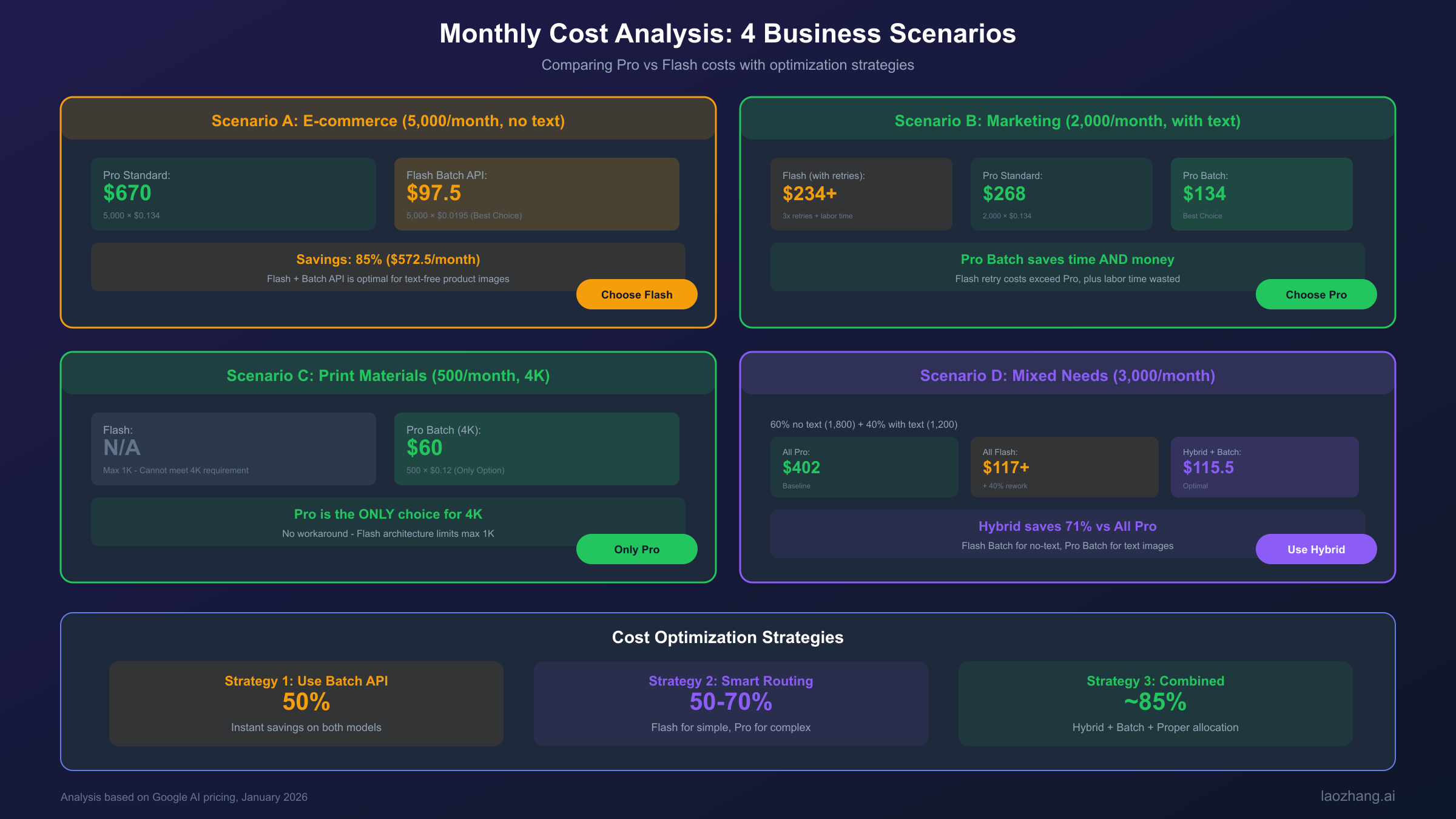 不同业务场景下的月度成本对比与最优方案推荐