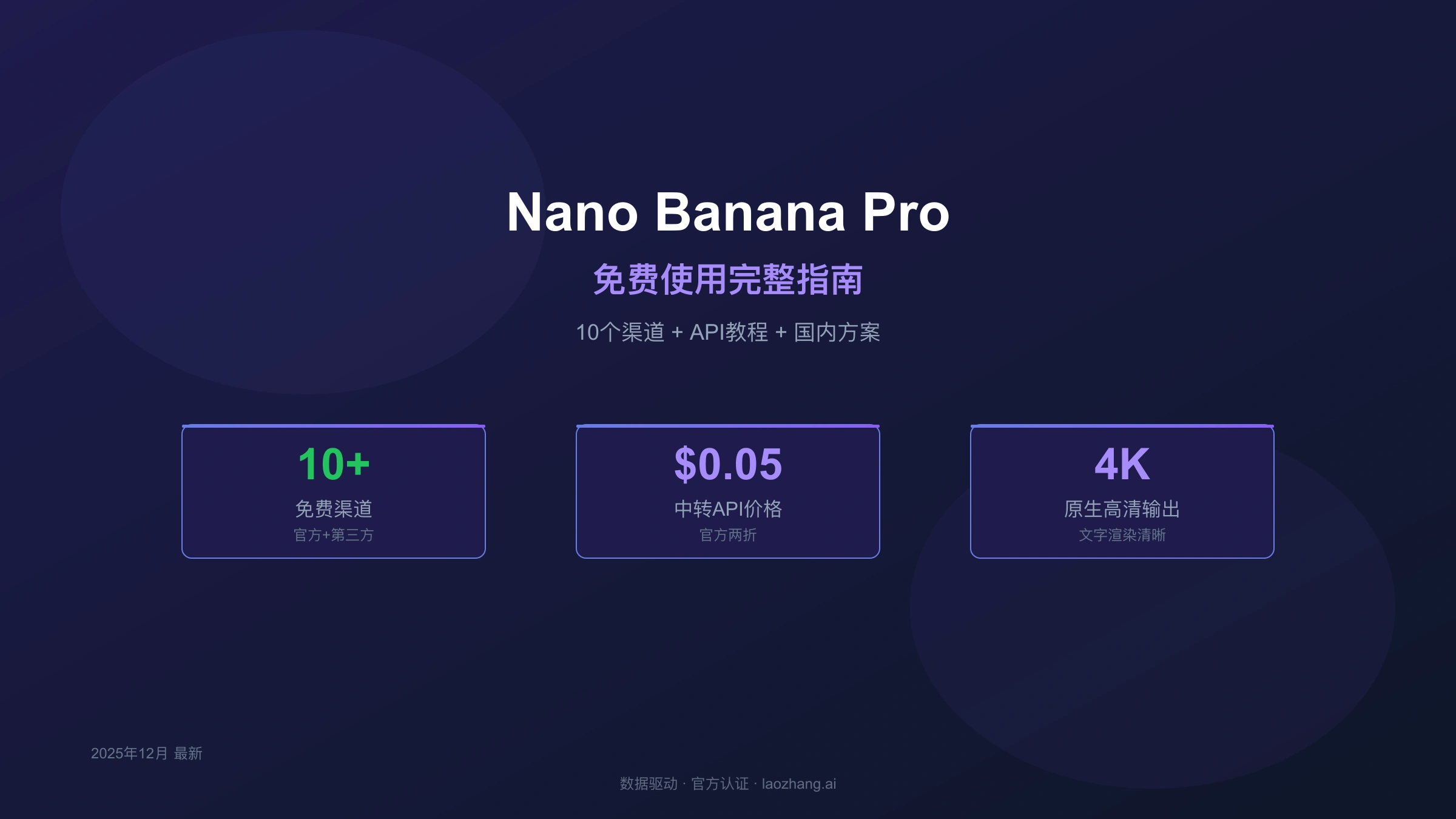 Nano Banana Pro免费使用完整指南:10个渠道+API教程+国内方案(2025最新)