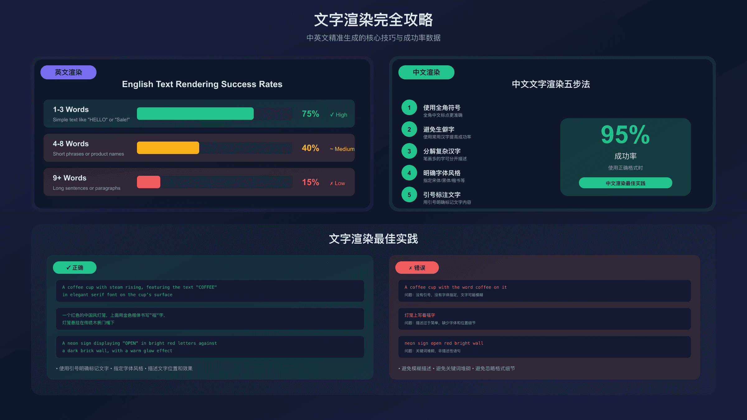 Nano Banana Pro七大核心技巧图示：场景描述、具体化、上下文、迭代、分步指令、负向提示、参考图像