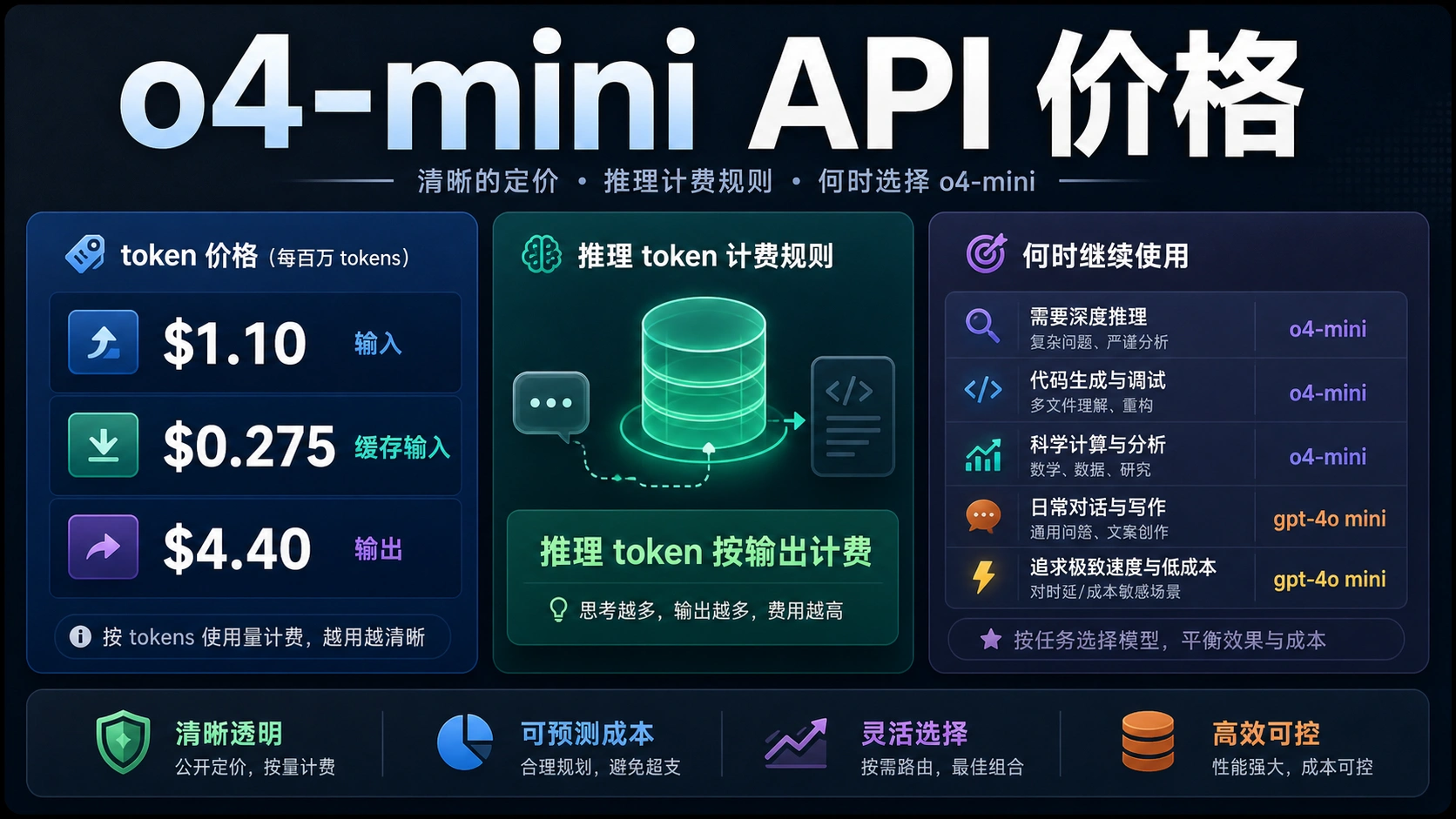 o4-mini API 价格:Token 成本、推理成本与使用场景