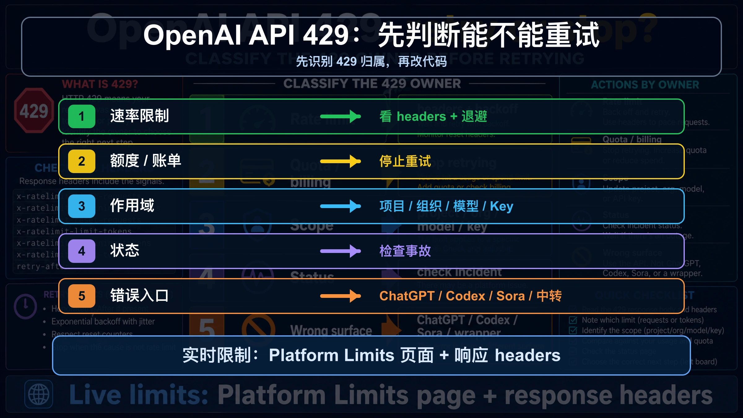 OpenAI API 额度不足或 429:先判断重试、账单,还是升级处理