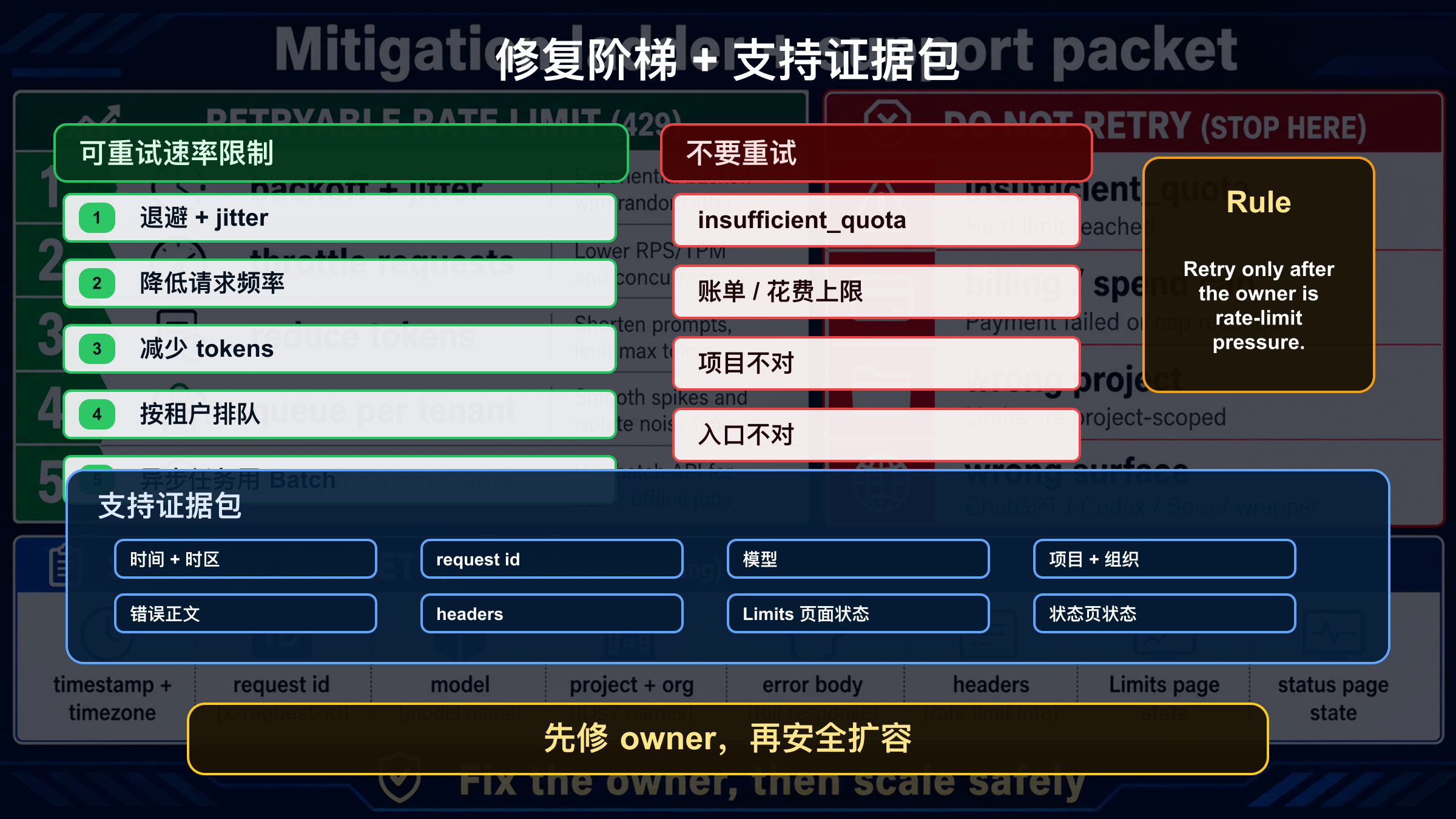 OpenAI API 429 的缓解阶梯与支持证据包