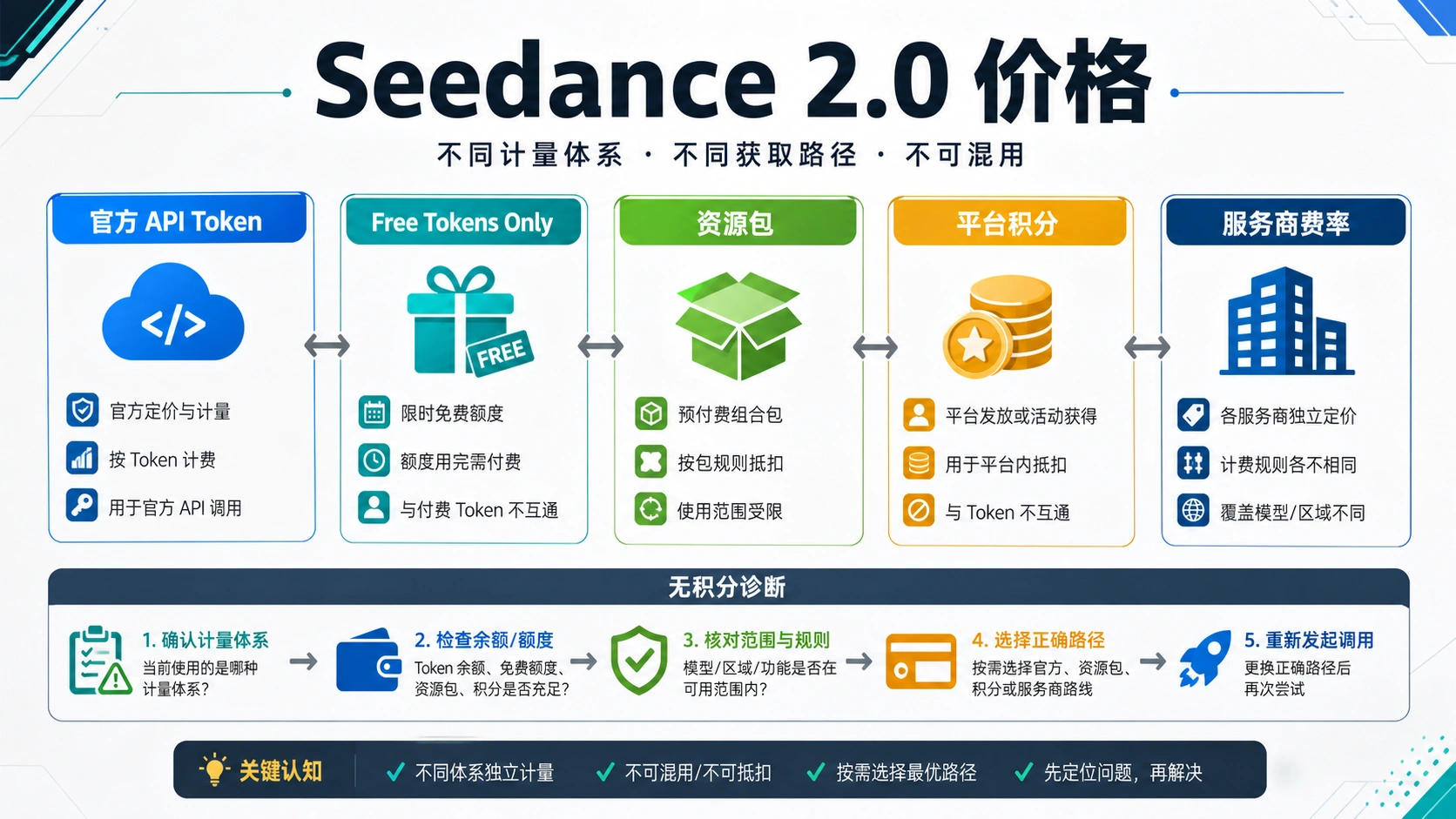 Seedance 2.0 价格和积分:官方 API 成本、免费额度和无积分排查