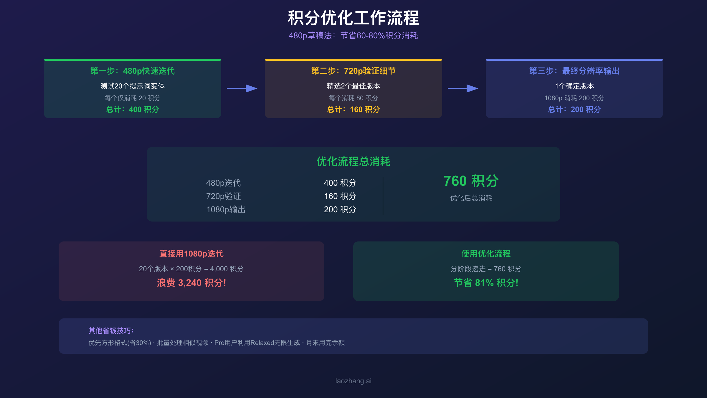 Sora 2积分优化工作流程图：从草稿到最终版本的省钱路径