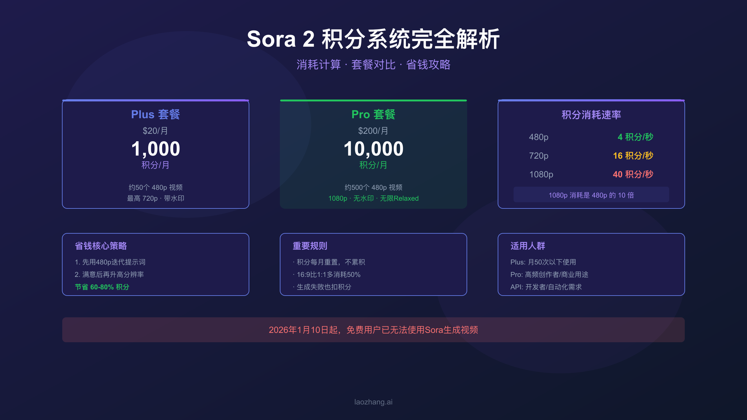 Sora 2积分系统完全解析：消耗计算、套餐对比与省钱攻略