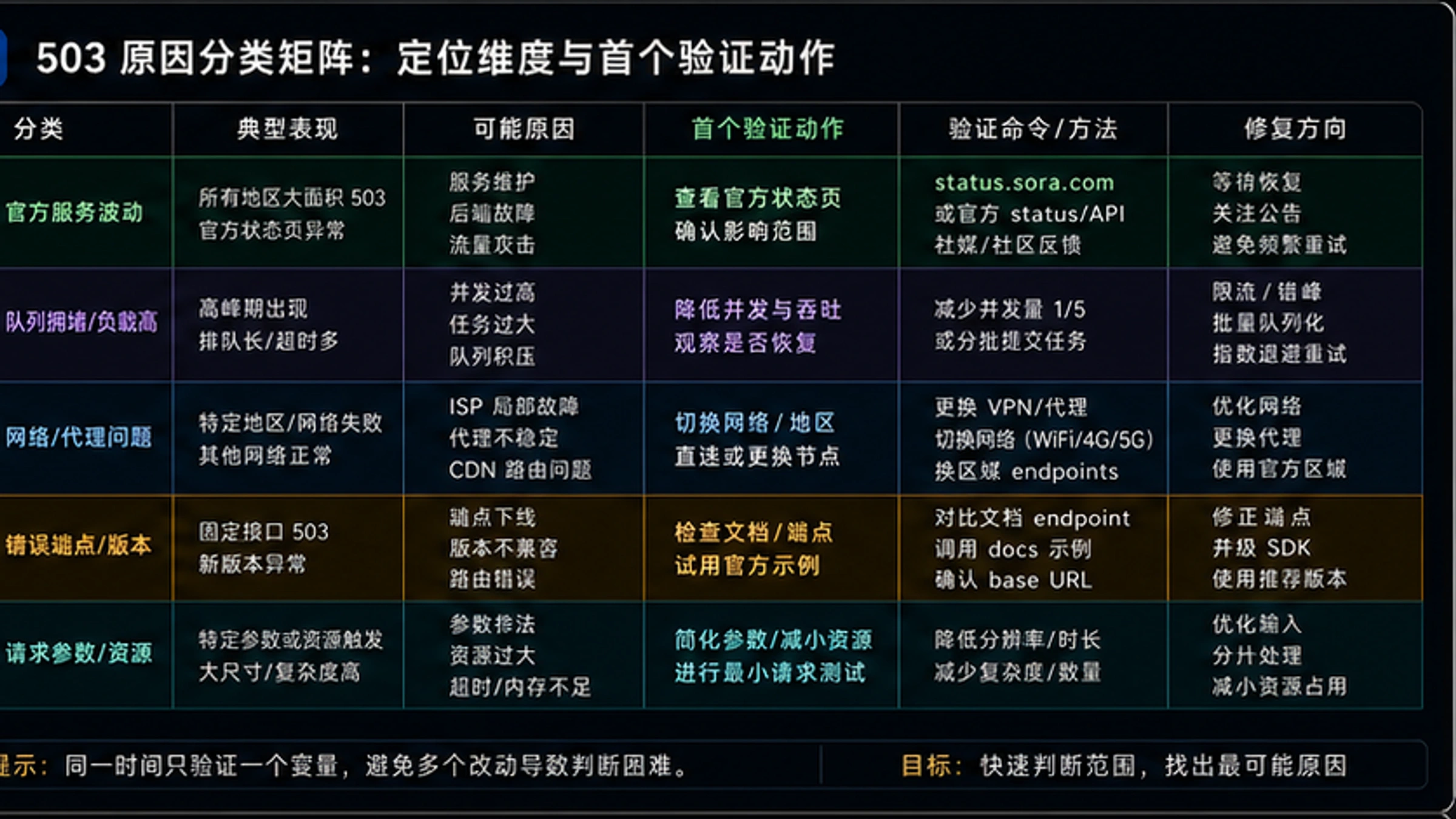 Sora 503错误原因分析