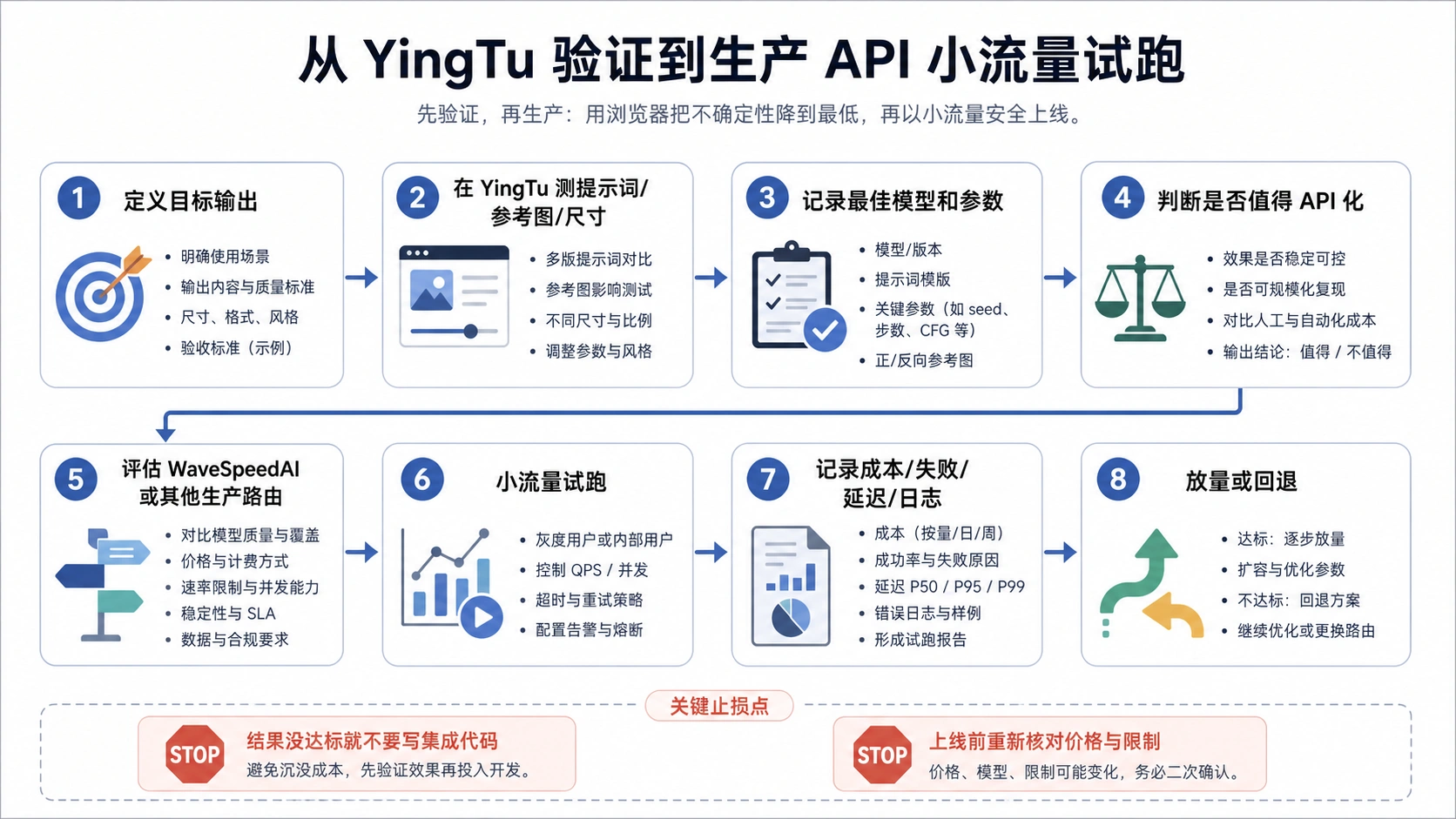 从 YingTu 浏览器验证到 WaveSpeedAI 等生产 API 小流量试跑流程