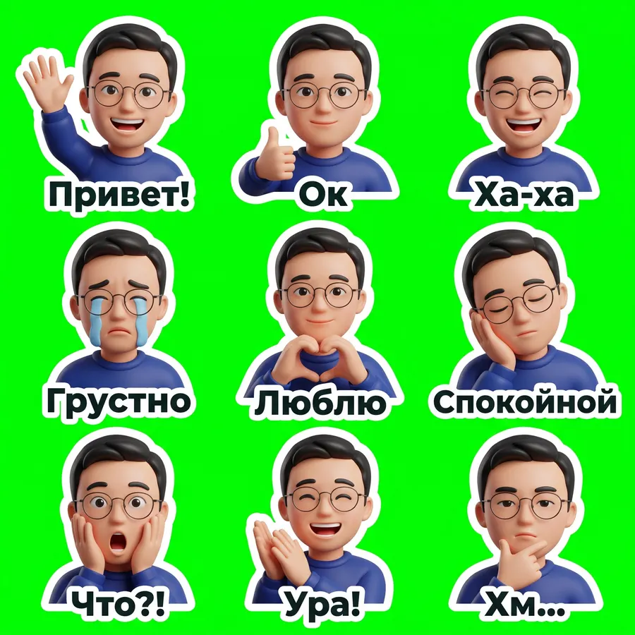 Фото · 9 стикеров, 3D-фигурка sheet