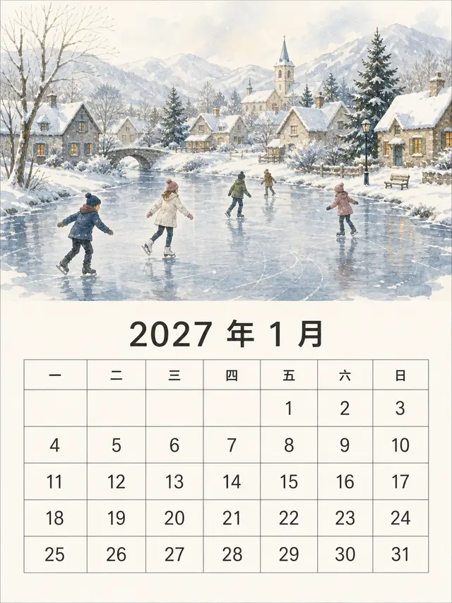 2027 年挂历月页 · GPT Image 2 VIP