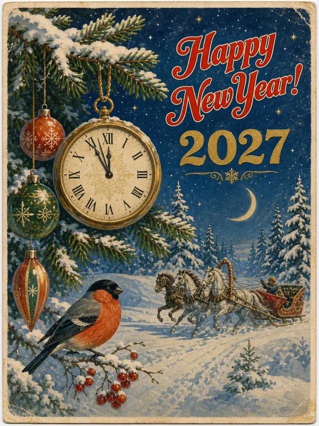 Postal retro de Año Nuevo · GPT Image 2 VIP